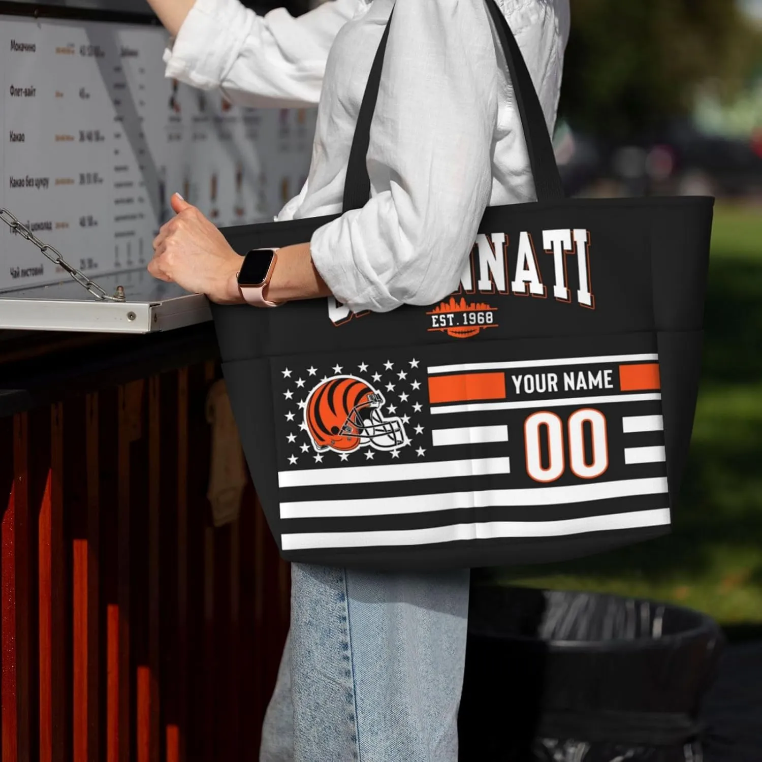 Custom Beach Bag Custom Football Style Large Beach Tote Bag Personalized Add Your Name and Number Shoulder Bag