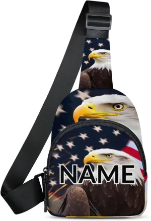 Custom Sling Bag American Eagles Cross Body Customize Chest Bag 4th July Daypack for Outdoors Travel Hiking Sports