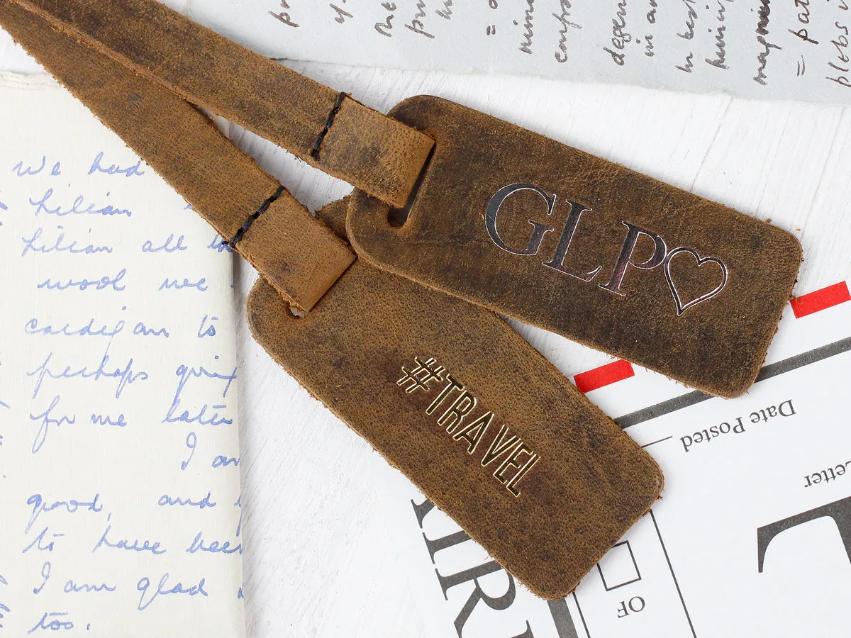 Customisable Bag Tag - Distressed Leather