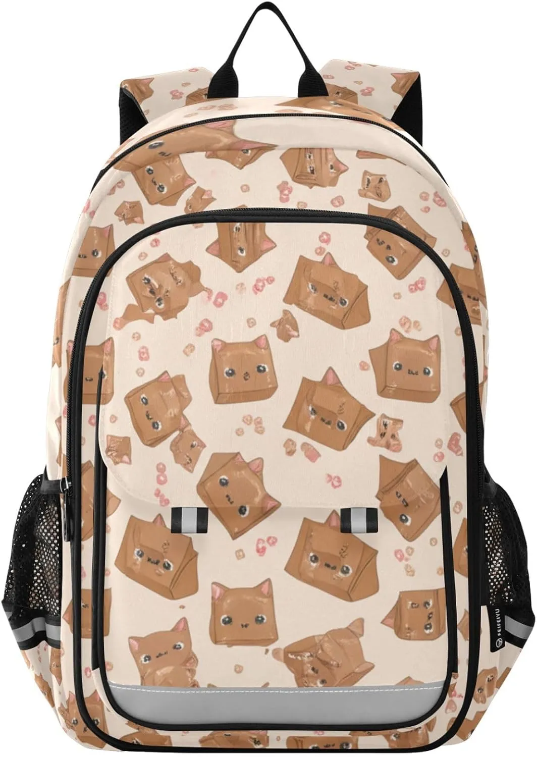 Cute Cat Ears Cardboard Boxes Beige Backpack for Kids, Ergonomic Backpack for Kids, Cool Boy Backpacks