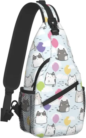 Cute Cat Sling Bag Crossbody Backpack Women Kawaii Present Outdoor Casual