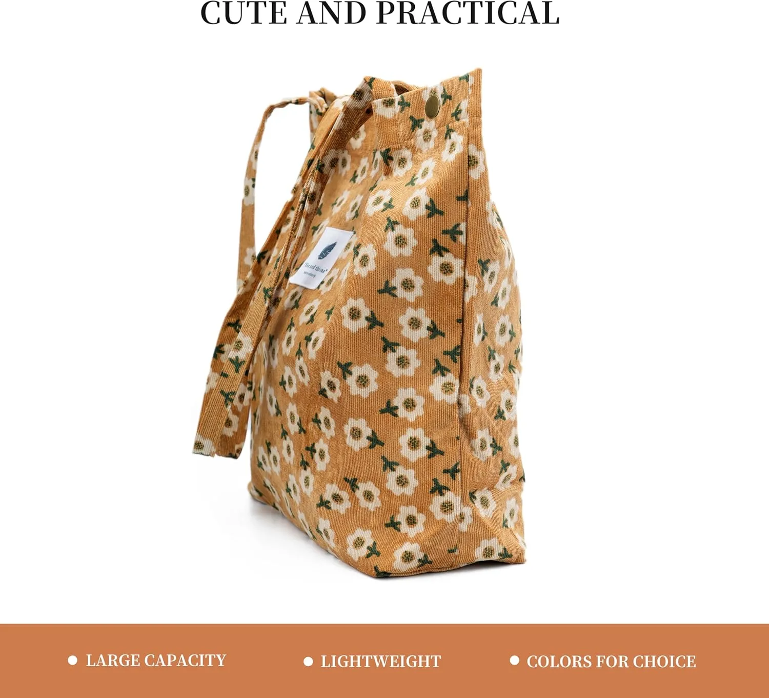 Cute Corduroy Tote Bag Canvas Shoulder Handbags for Women Travel Shopping