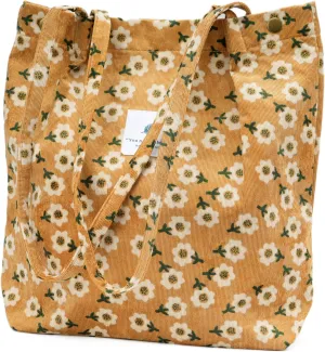 Cute Corduroy Tote Bag Canvas Shoulder Handbags for Women Travel Shopping