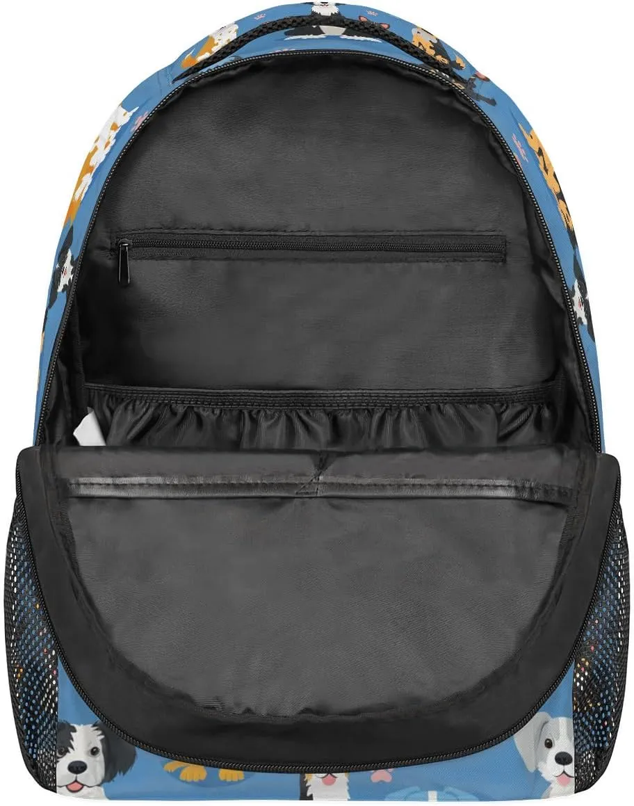 Cute Dogs Breeds Backpack for Women Men Carry On Travel Backpack 16 Inch Lightweight Laptop Bag Purse Casual Daypack Backpacks for Hiking Work Gym