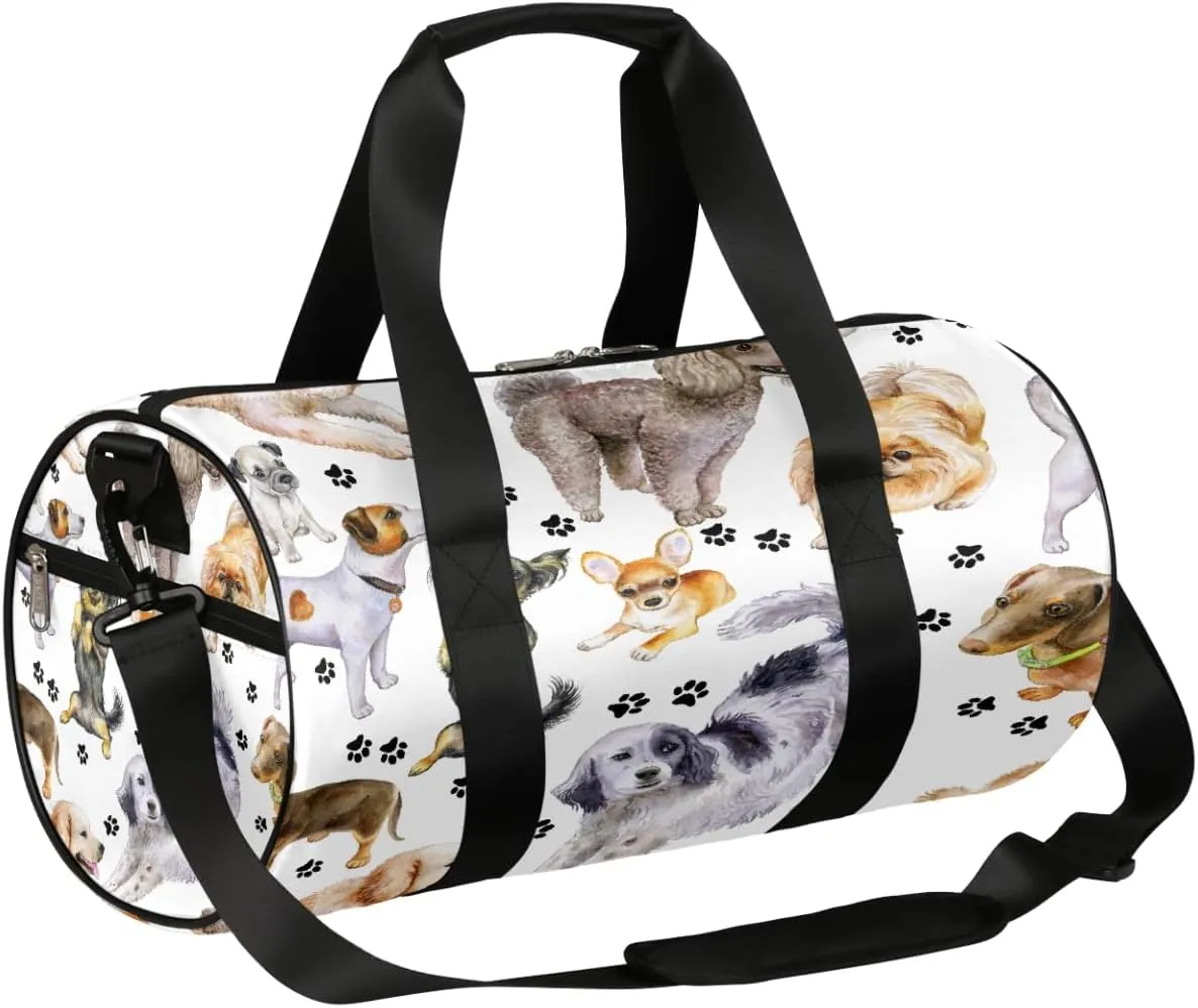 Cute Dogs Sports Gym Bag Duffel Bags Workout Lightweight Shoulder Weekender Bag Travel Duffel Bag for Men Women(Dogs Footprint)