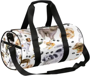 Cute Dogs Sports Gym Bag Duffel Bags Workout Lightweight Shoulder Weekender Bag Travel Duffel Bag for Men Women(Dogs Footprint)