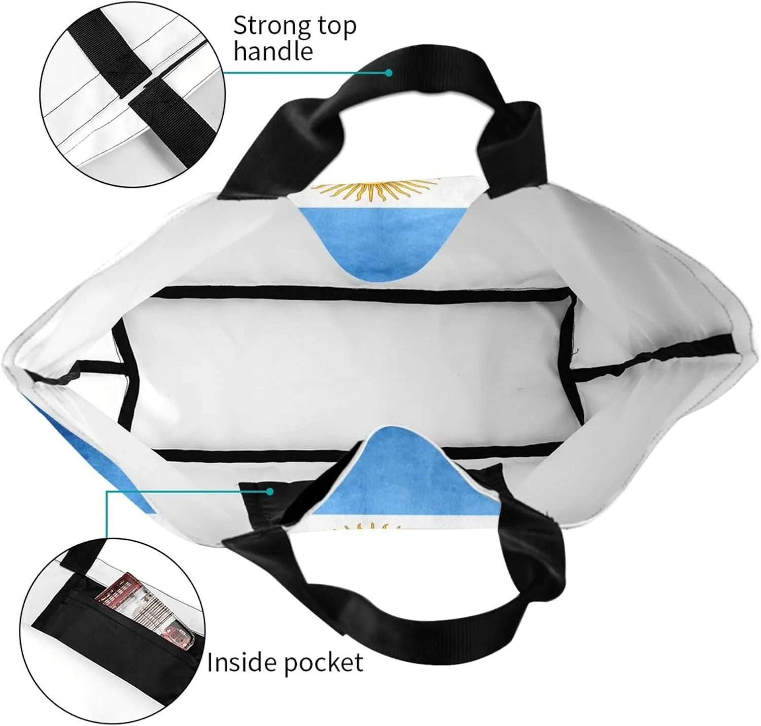 Cute Flag Tote Bag for Women Men Reusable Patriotic Beach Grocery Shopping Bag for Outdoor Gym Shopping