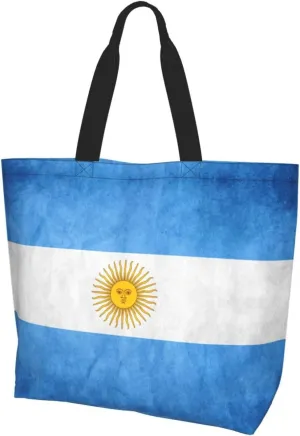Cute Flag Tote Bag for Women Men Reusable Patriotic Beach Grocery Shopping Bag for Outdoor Gym Shopping