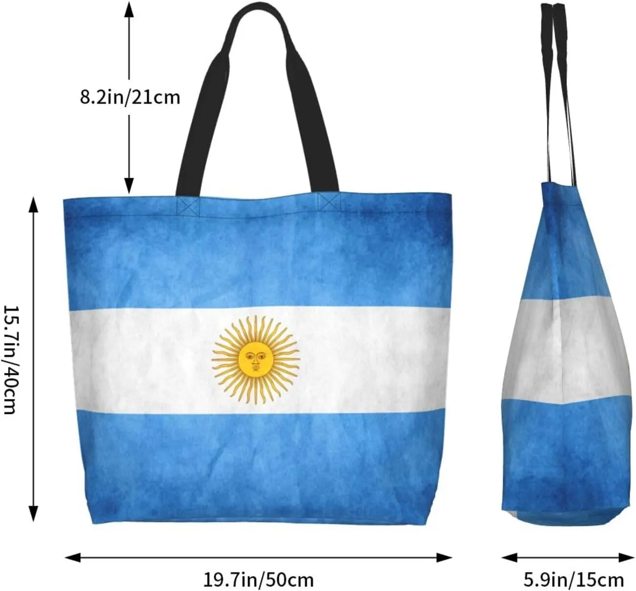 Cute Flag Tote Bag for Women Men Reusable Patriotic Beach Grocery Shopping Bag for Outdoor Gym Shopping