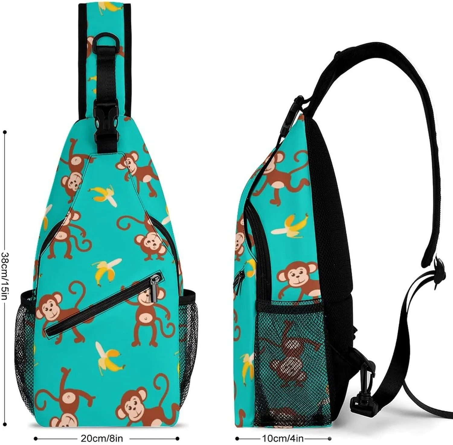Cute Monkey Banana Sling Backpack Mans Womans Crossbody Backpack Chest Bag Gym Daypack Shoulder Bag Casual Daypacks Outdoor Backpacks