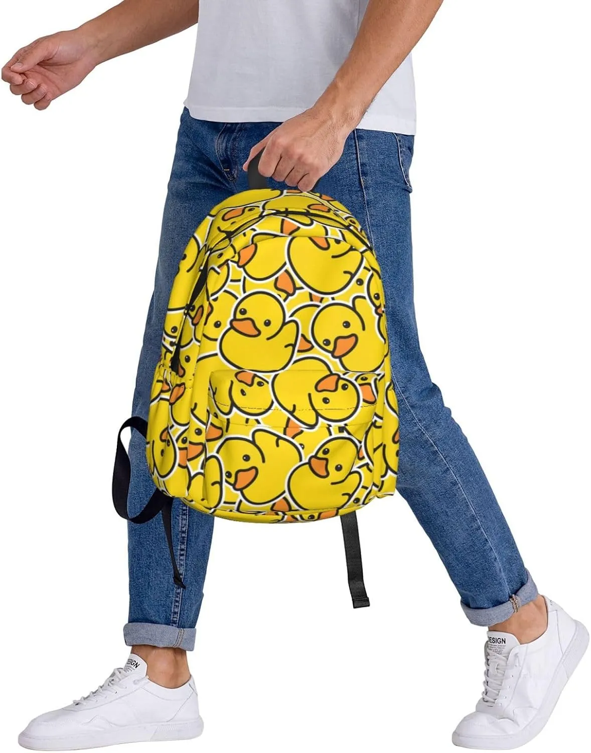 Cute Rubber Ducky Laptop Backpack For Men Women, Yellow Cartoon Ducks Lightweight Daypack Bookbag For Daily Commutes Business Travel Hiking
