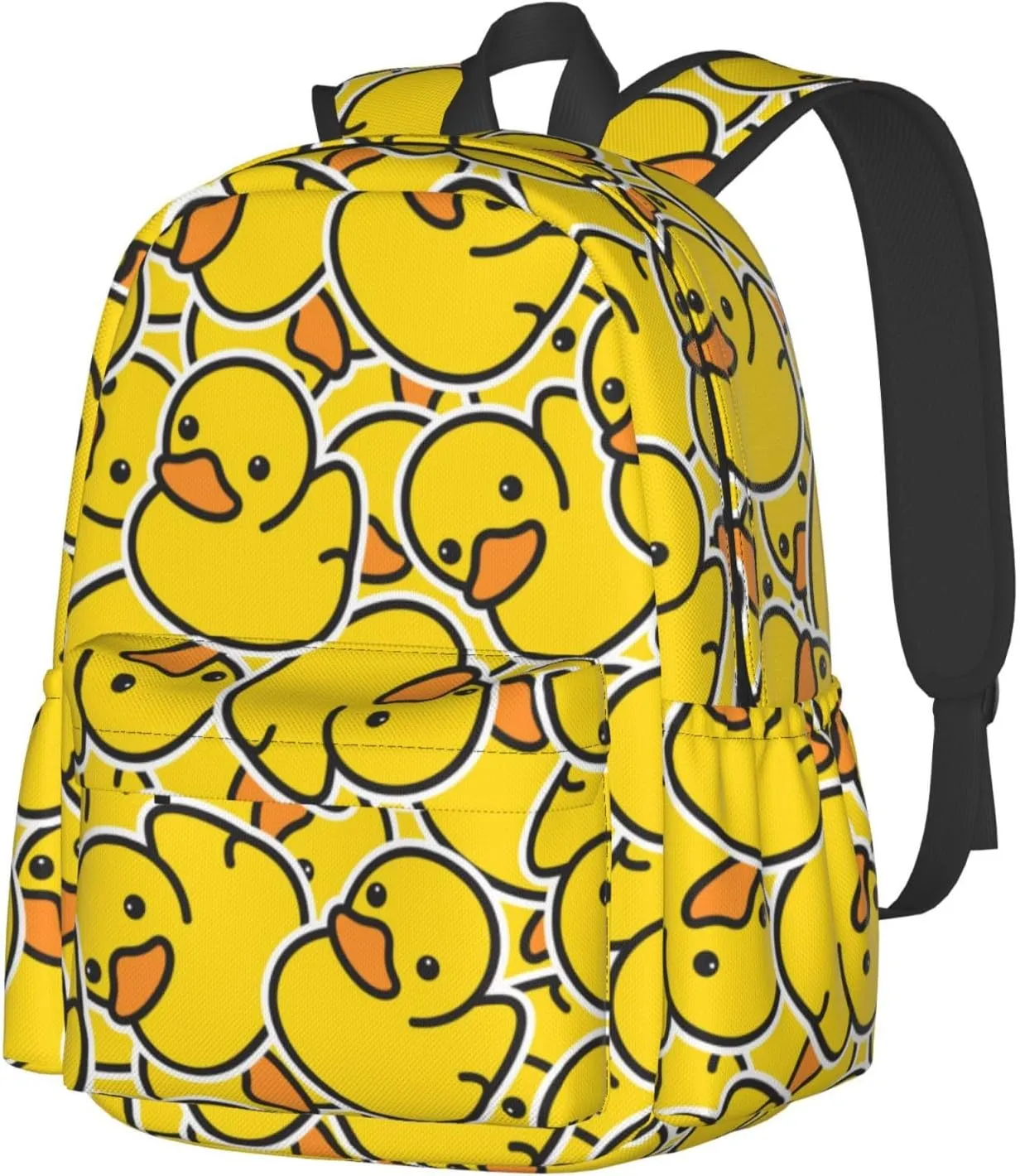 Cute Rubber Ducky Laptop Backpack For Men Women, Yellow Cartoon Ducks Lightweight Daypack Bookbag For Daily Commutes Business Travel Hiking