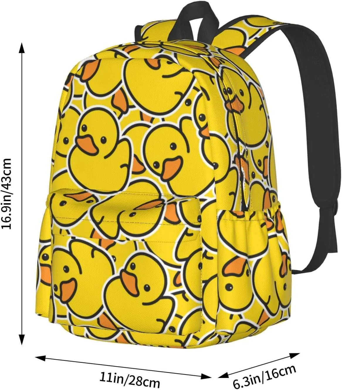 Cute Rubber Ducky Laptop Backpack For Men Women, Yellow Cartoon Ducks Lightweight Daypack Bookbag For Daily Commutes Business Travel Hiking
