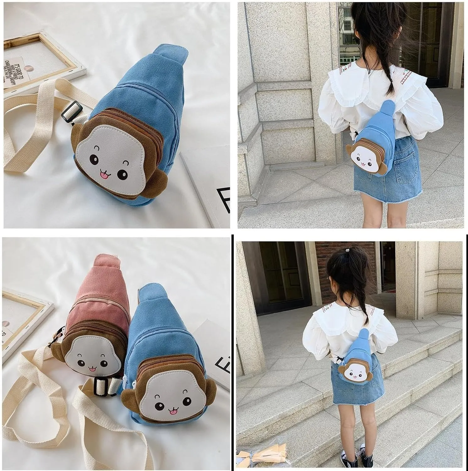 Cute Sling Bag Small Chest Bag Cartoon Monkey Sling Daypack Cute Cossbody Sling Bag Coin Purse Small Cute Purse Fanny Pack