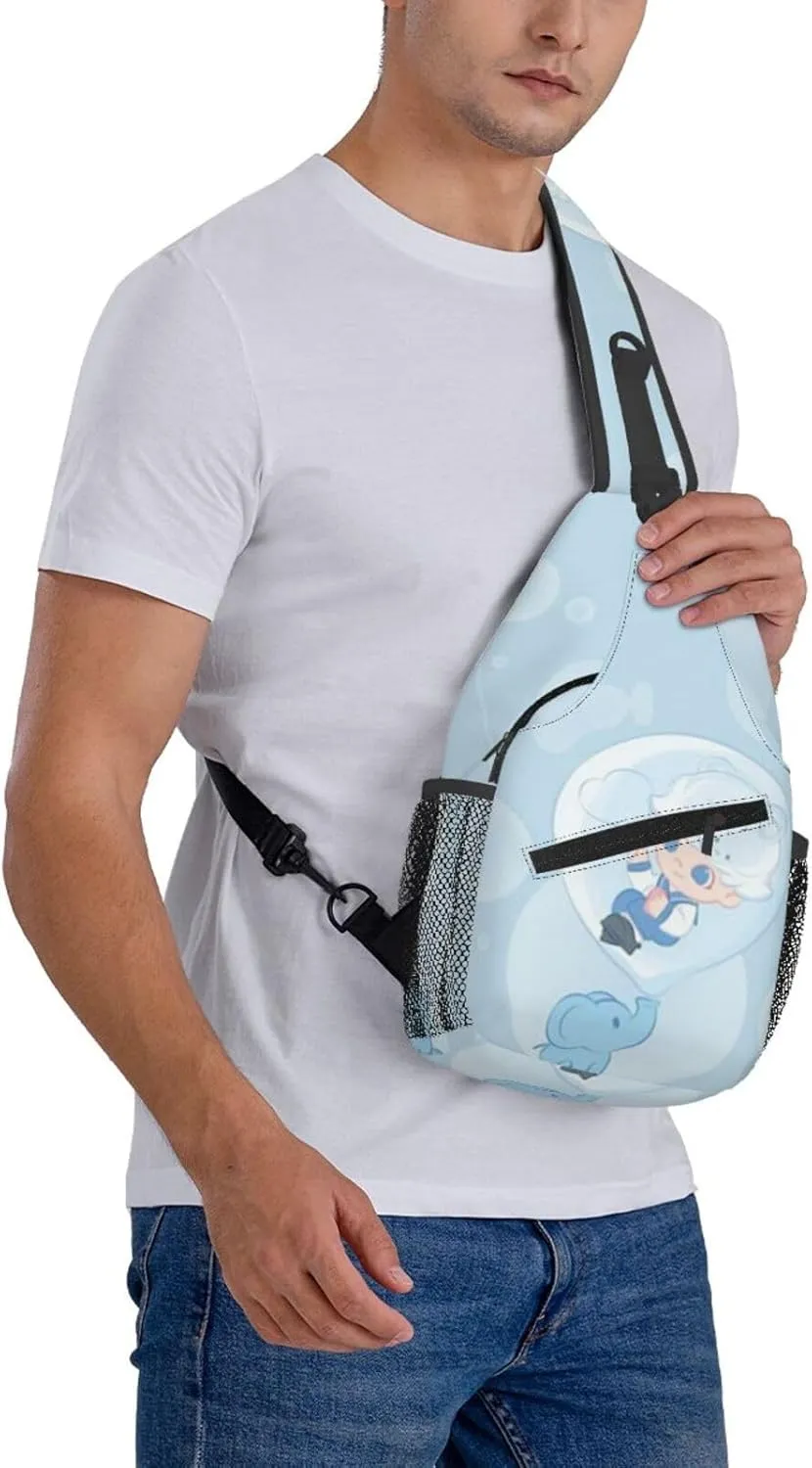 D-IMOO Crossbody Bag, Chest Crossbody Bag, Men's Casual Crossbody Chest Bag, Hiking Backpack Black