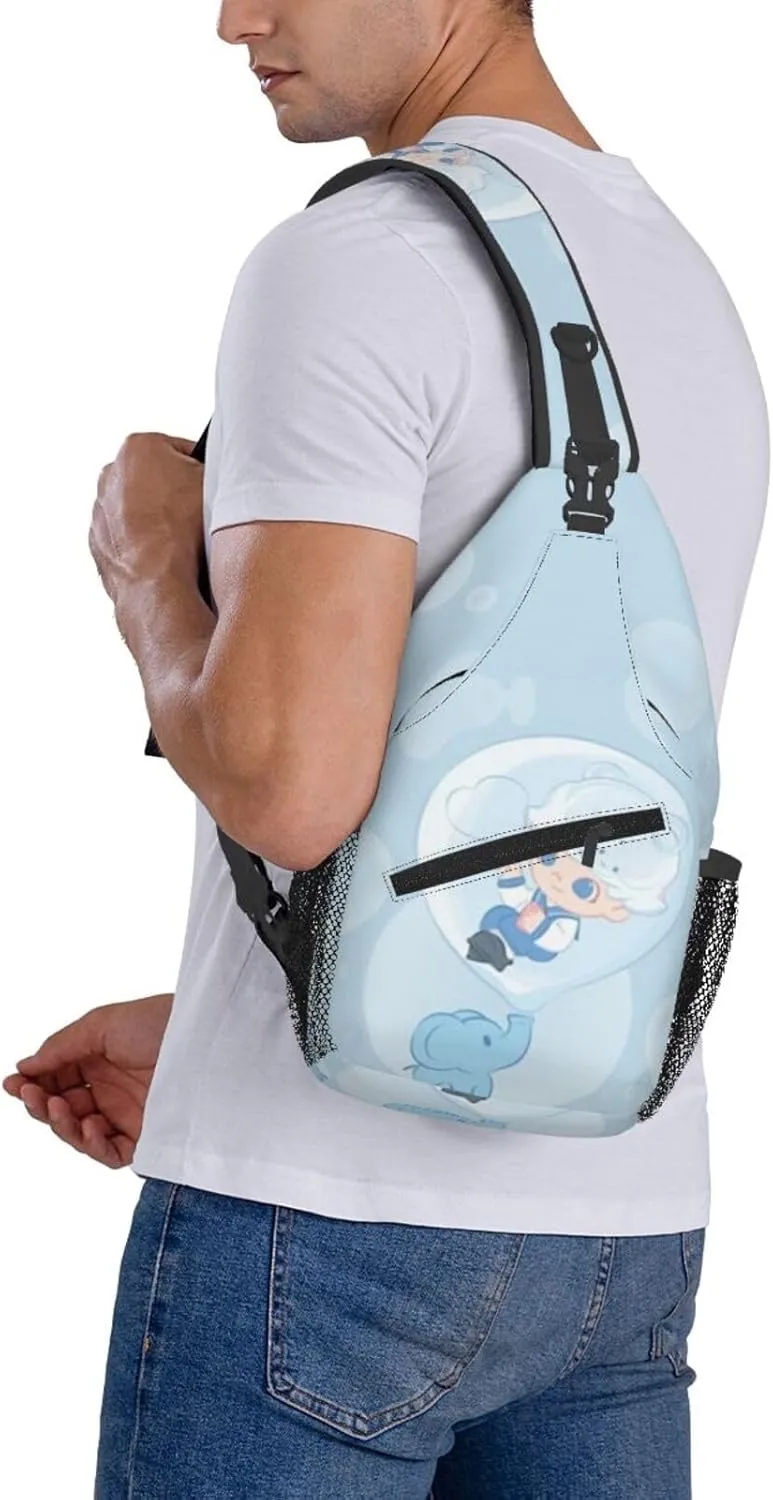 D-IMOO Crossbody Bag, Chest Crossbody Bag, Men's Casual Crossbody Chest Bag, Hiking Backpack Black