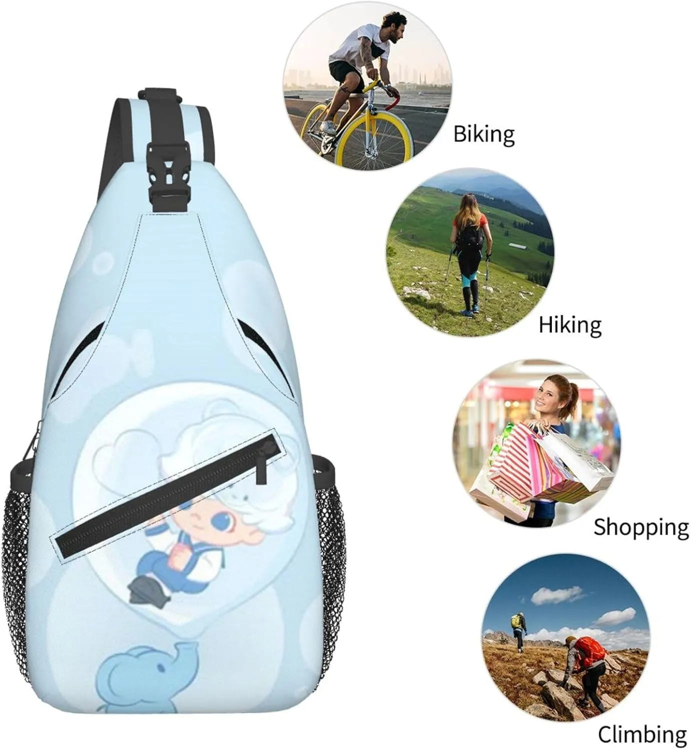 D-IMOO Crossbody Bag, Chest Crossbody Bag, Men's Casual Crossbody Chest Bag, Hiking Backpack Black