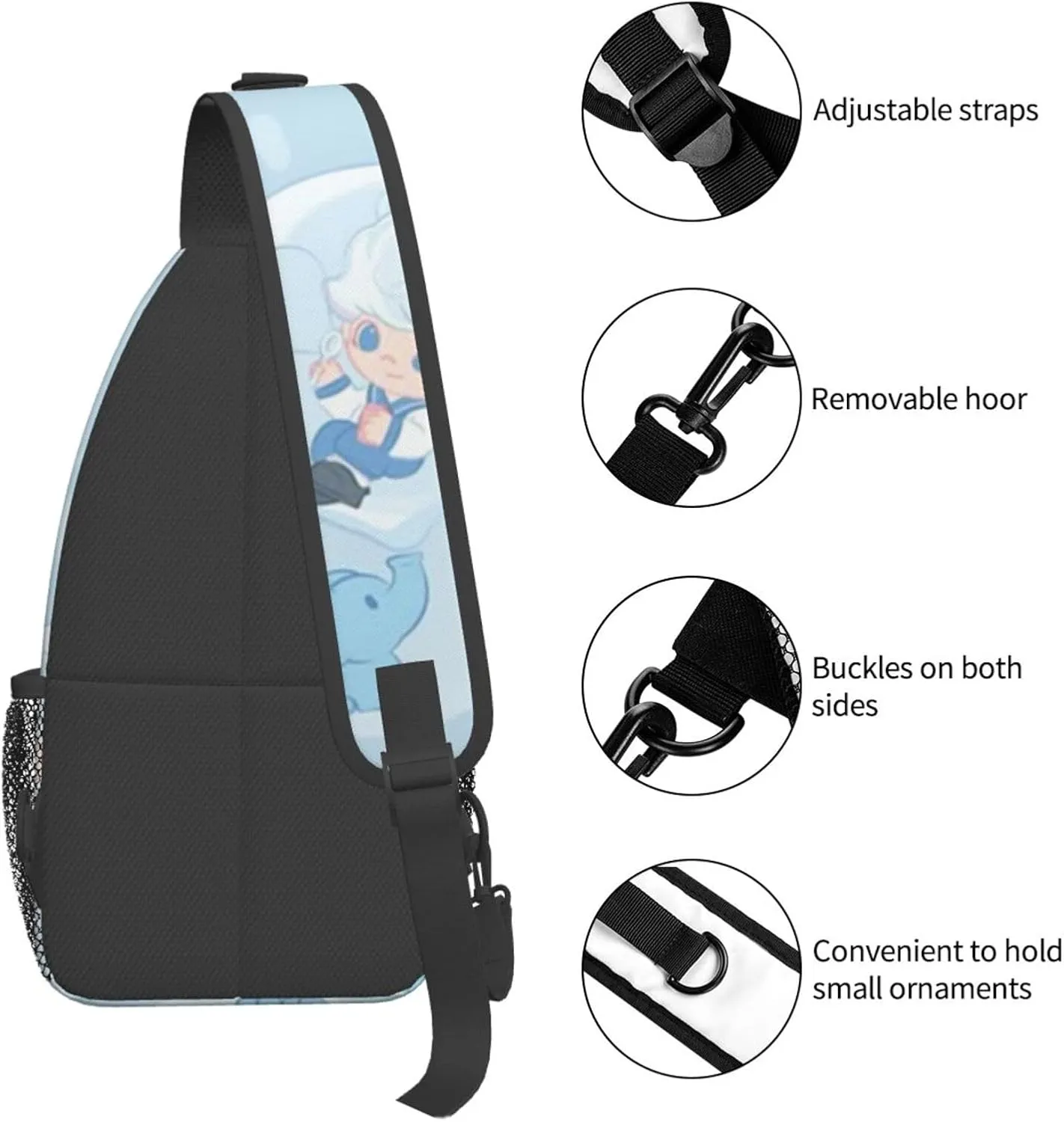 D-IMOO Crossbody Bag, Chest Crossbody Bag, Men's Casual Crossbody Chest Bag, Hiking Backpack Black