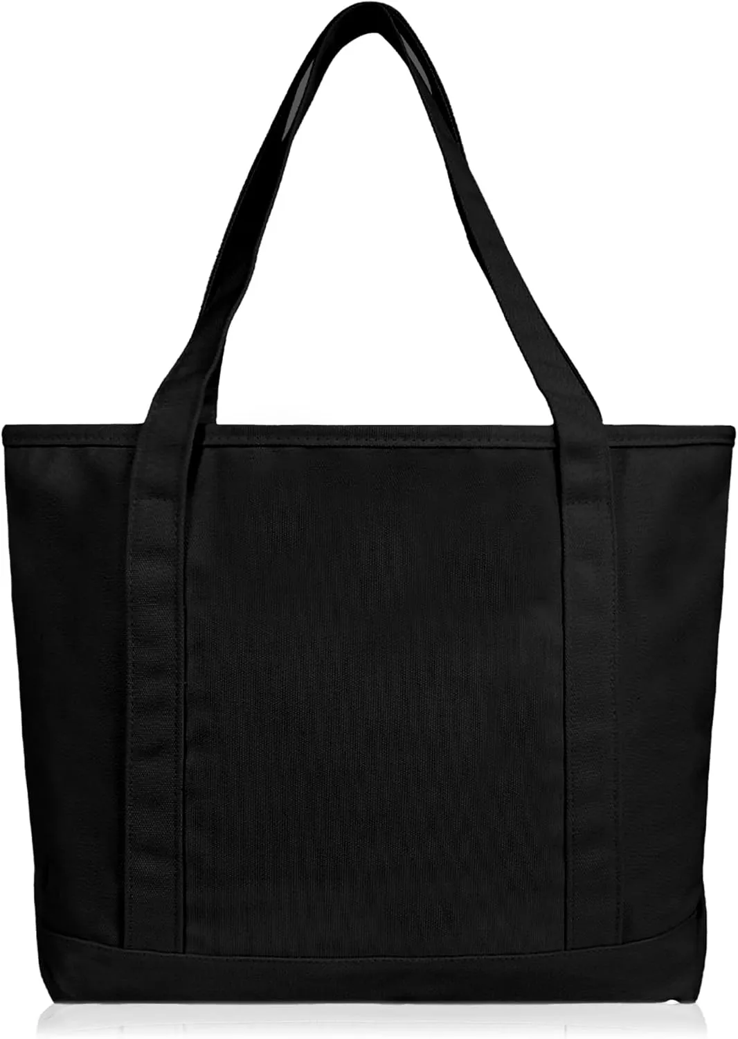 DALIX 20" Solid Color Cotton Canvas Shopping Tote Bag in Black