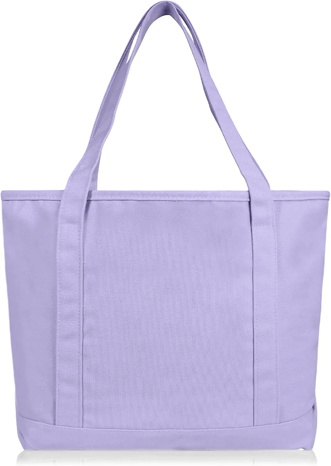 DALIX 20" Solid Color Cotton Canvas Shopping Tote Bag in Lavender