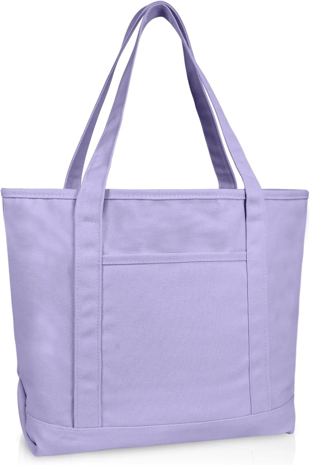 DALIX 20" Solid Color Cotton Canvas Shopping Tote Bag in Lavender