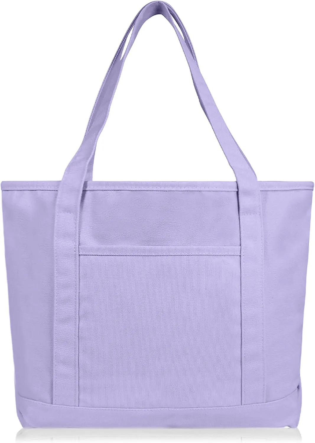 DALIX 20" Solid Color Cotton Canvas Shopping Tote Bag in Lavender