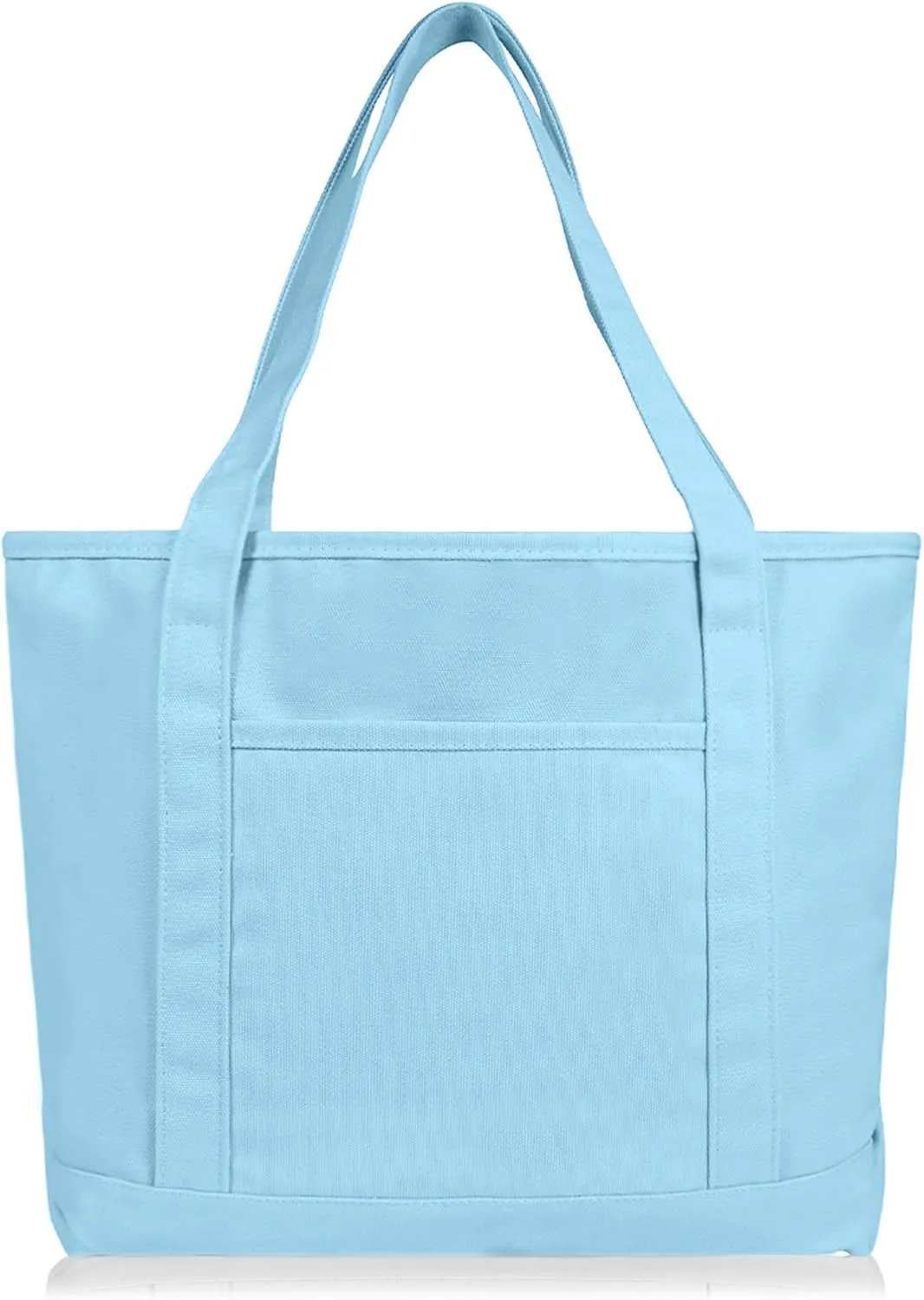 DALIX 20" Solid Color Cotton Canvas Shopping Tote Bag in Light Blue