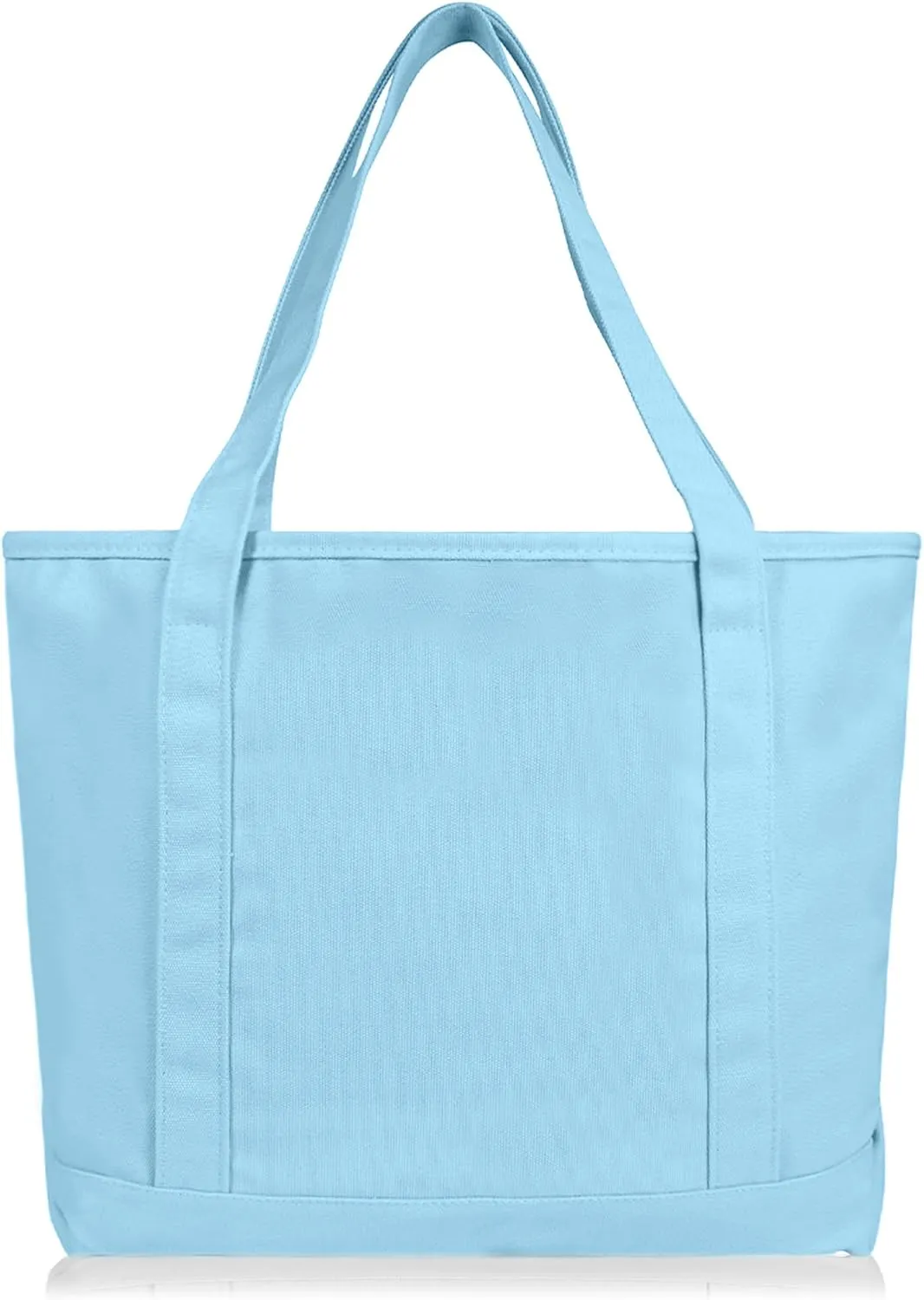 DALIX 20" Solid Color Cotton Canvas Shopping Tote Bag in Light Blue