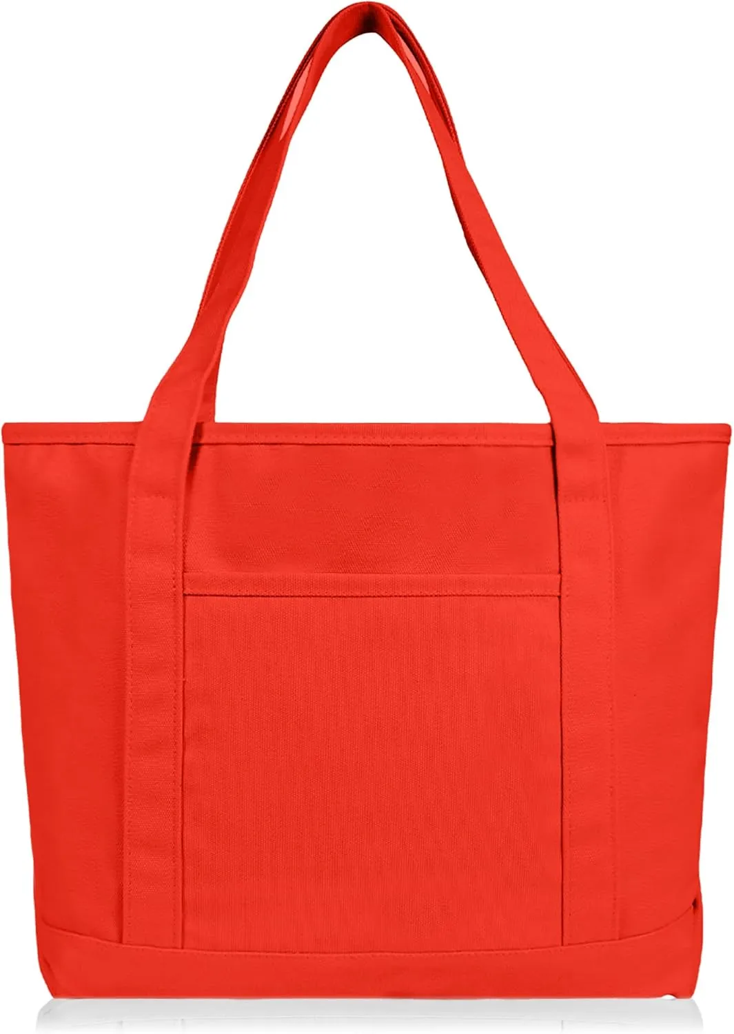 DALIX 20" Solid Color Cotton Canvas Shopping Tote Bag in Red