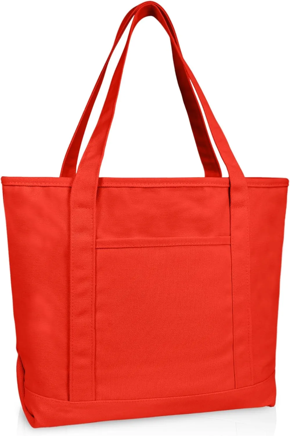 DALIX 20" Solid Color Cotton Canvas Shopping Tote Bag in Red
