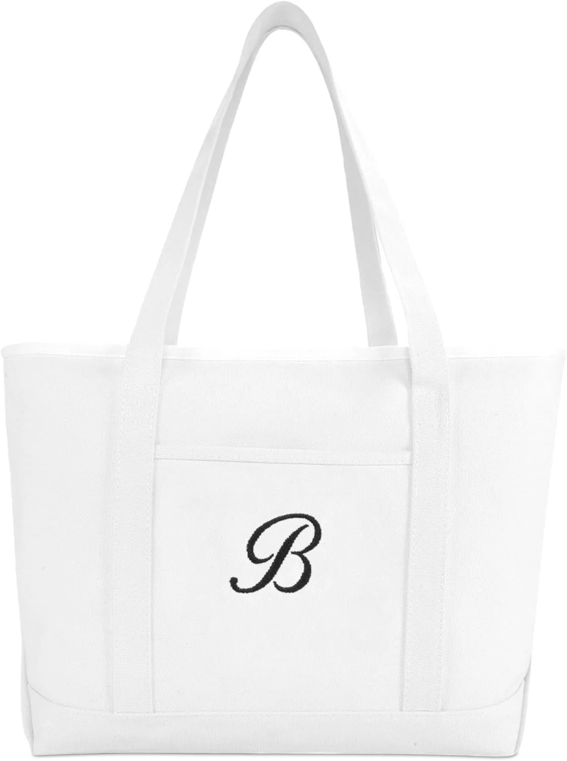 DALIX Large Canvas Tote Bag for Women Work Bag Beach Totes Monogrammed White A - Z