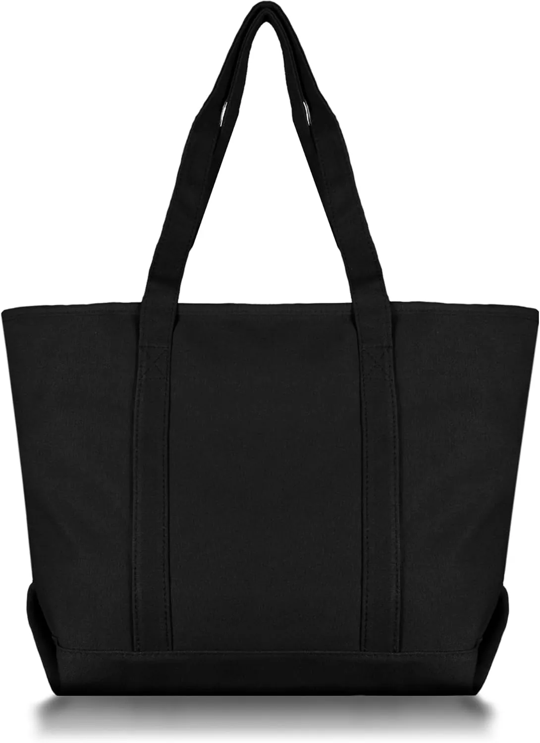 DALIX Womens 23" Deluxe 24 oz. Cotton Canvas Tote Bag Zippered in Black