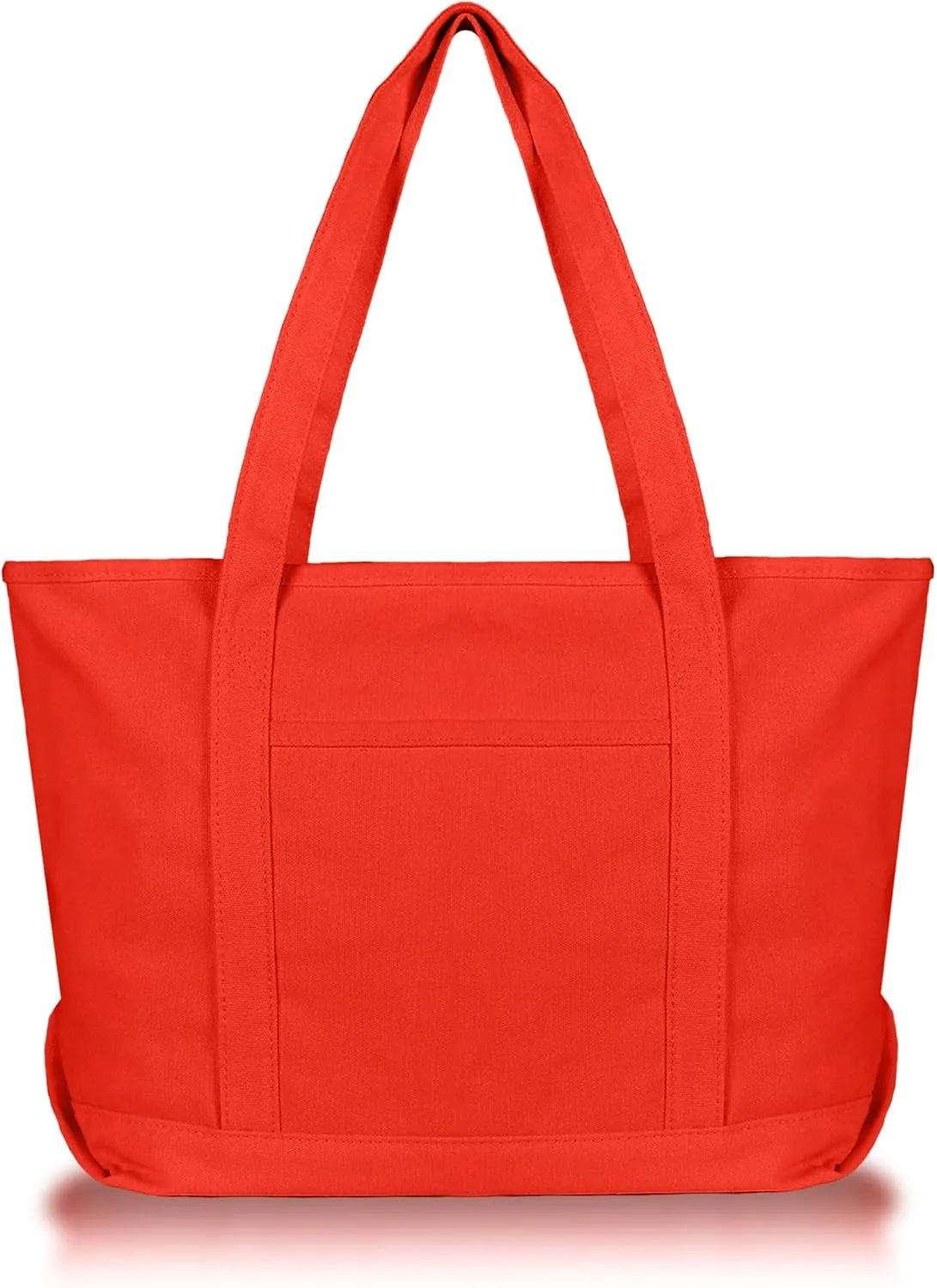 DALIX Womens 23" Deluxe 24 oz. Cotton Canvas Tote Bag Zippered in Red