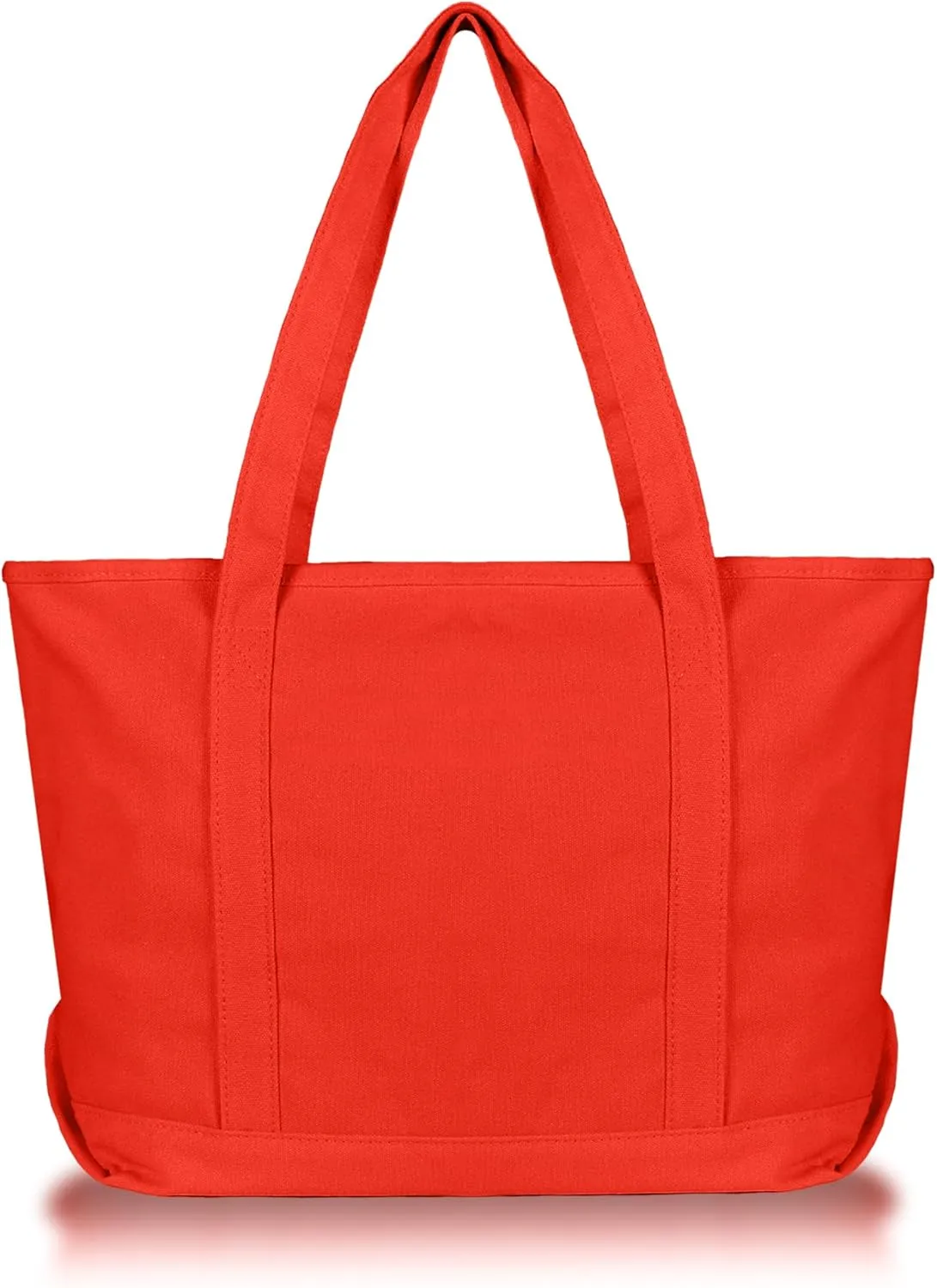 DALIX Womens 23" Deluxe 24 oz. Cotton Canvas Tote Bag Zippered in Red