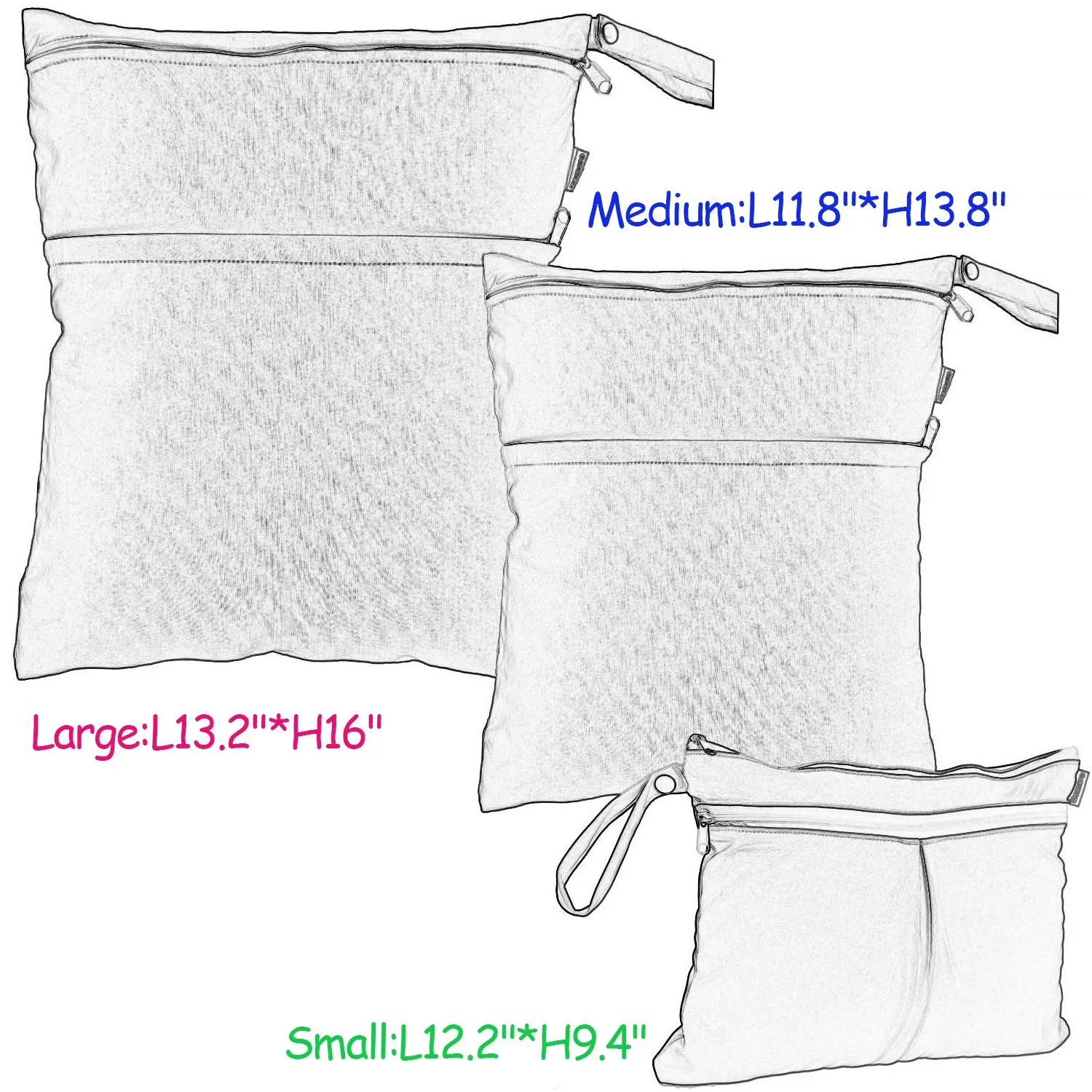 Damero 3Pcs Wet Dry Bag for Cloth Diaper, Swimsuit, Clothes, Ideal for Travel, Exercise, Daycare, Roomy and Water-Resistant(Butterflies and Flowers)