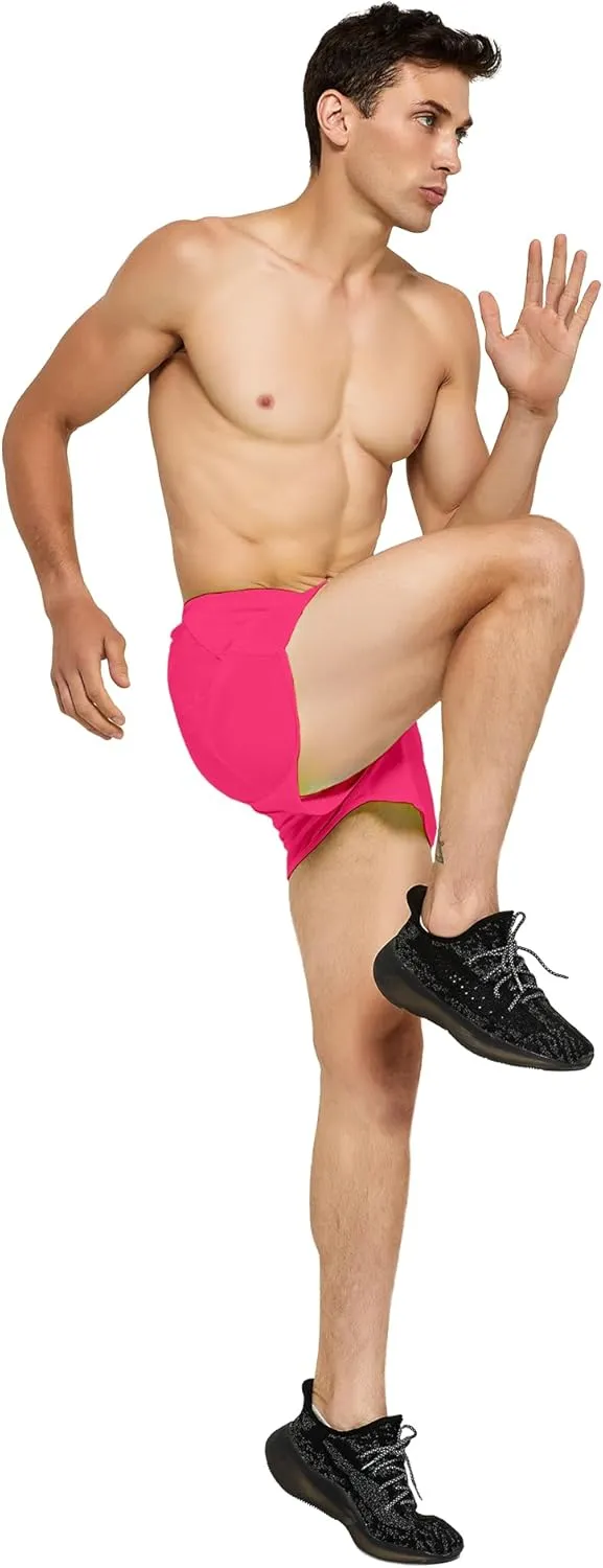 DEMOZU Men's 3 Inch Neon Running Shorts Quick Dry Workout Athletic Gym Marathon Shorts with Liner