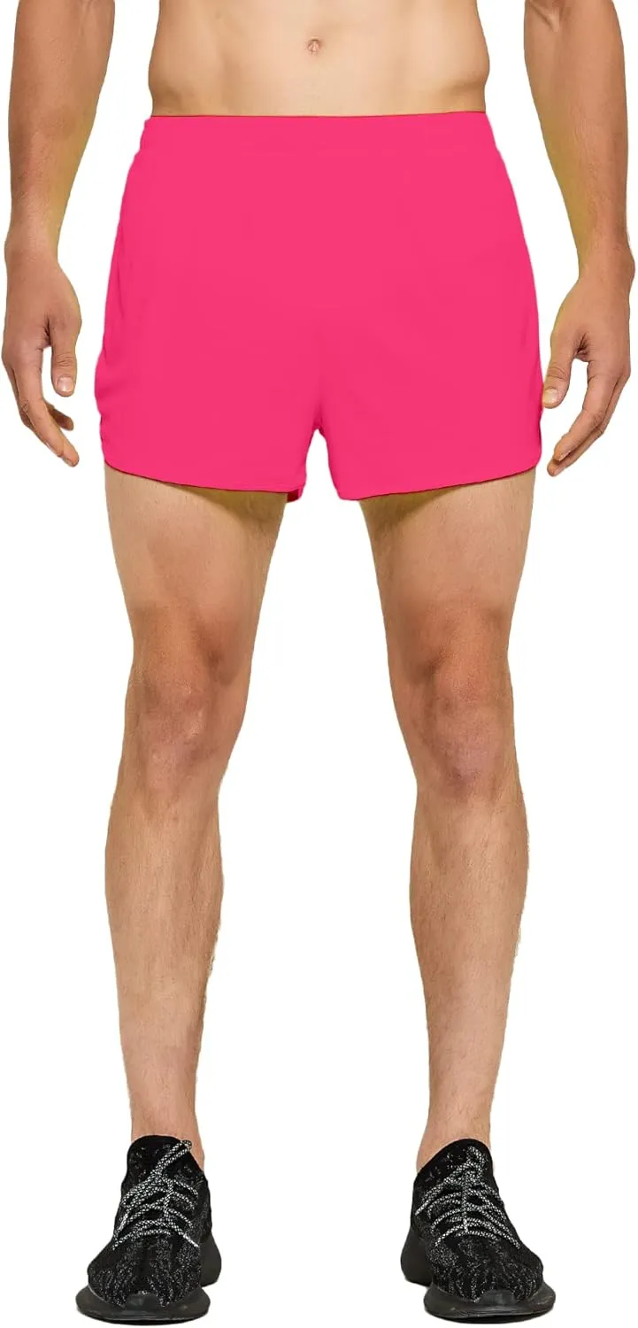 DEMOZU Men's 3 Inch Neon Running Shorts Quick Dry Workout Athletic Gym Marathon Shorts with Liner