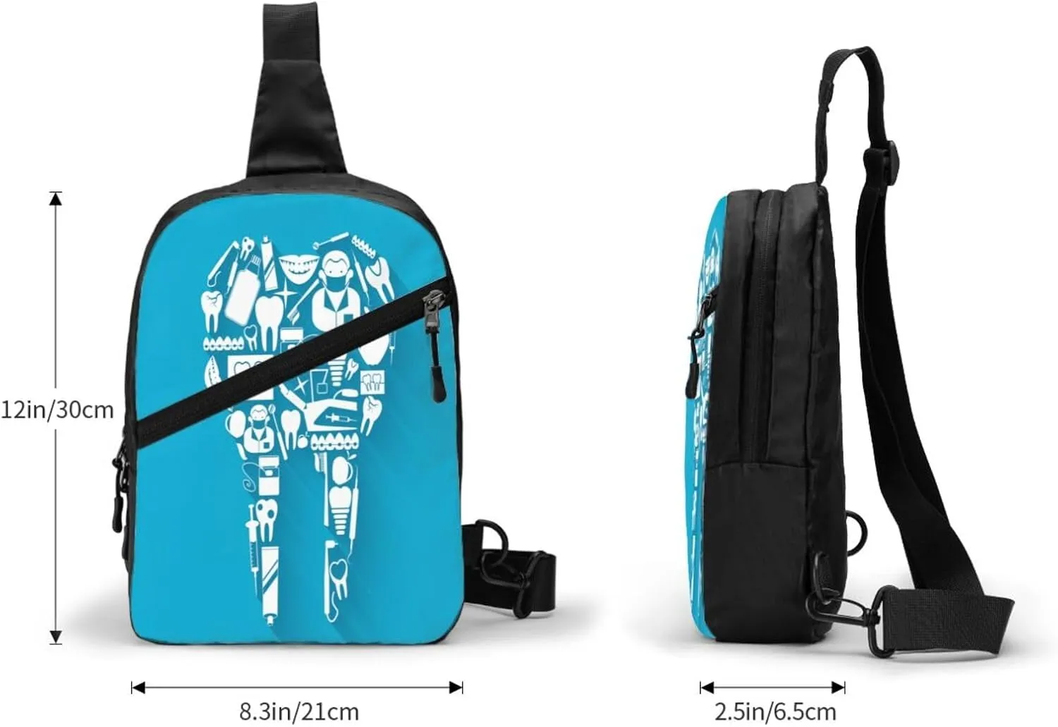 Dental Care Tooth Sling Bag for Men Women, Small Crossbody Sling Backpack Shoulder Chest Bag, Anti Theft Travel Hiking Sports