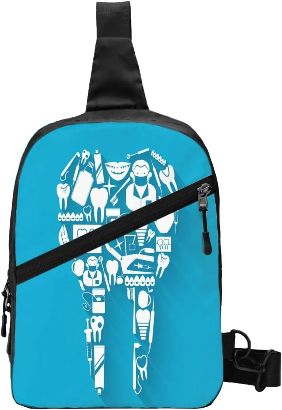 Dental Care Tooth Sling Bag for Men Women, Small Crossbody Sling Backpack Shoulder Chest Bag, Anti Theft Travel Hiking Sports
