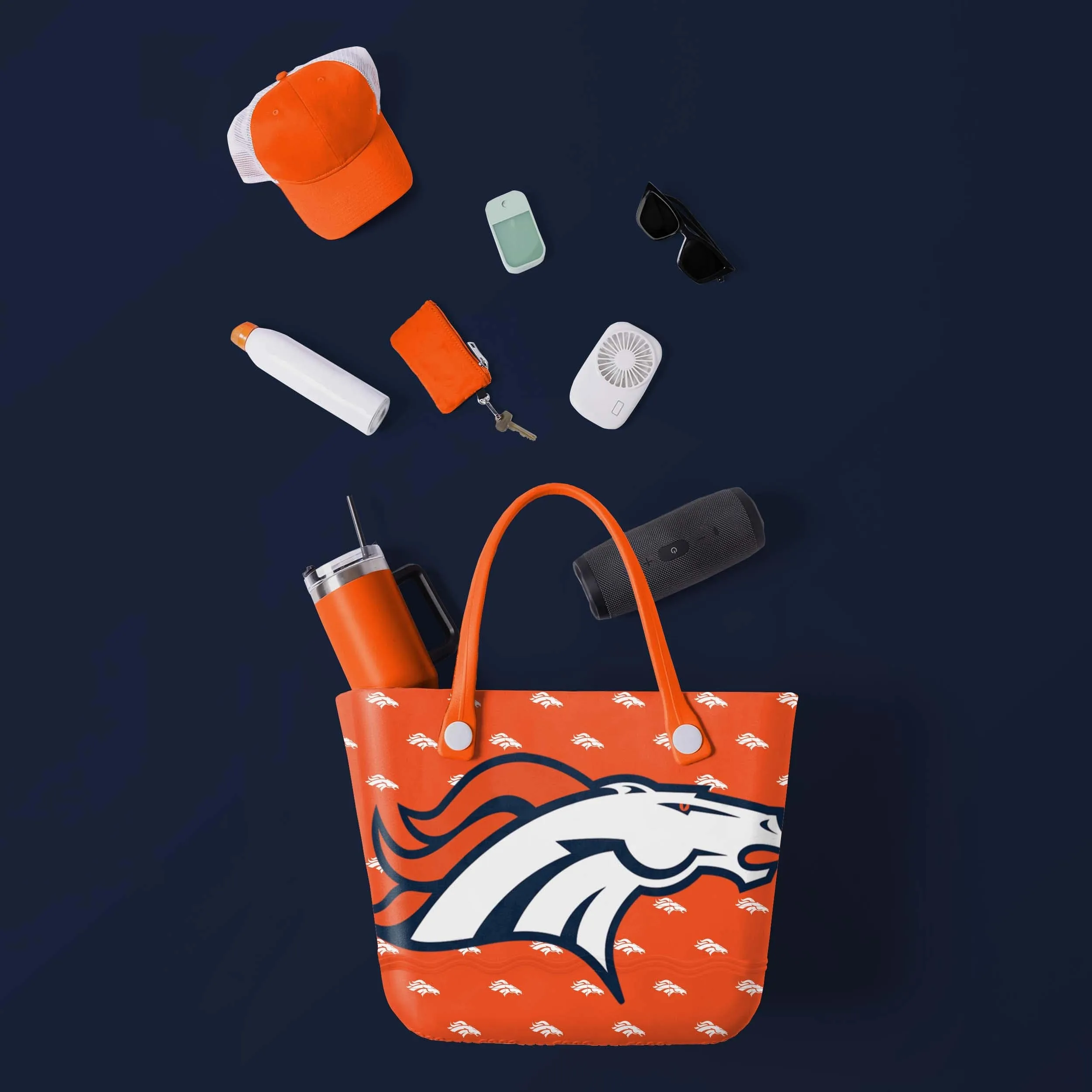 Denver Broncos Big Logo Mini Print Tailgate Tote Bag