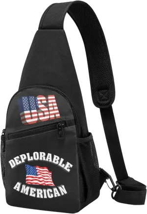Deplorable and Proud American Flag，Fashion One-Shoulder Bag，Anti-Theft Crossbody Shoulder Chest Bag
