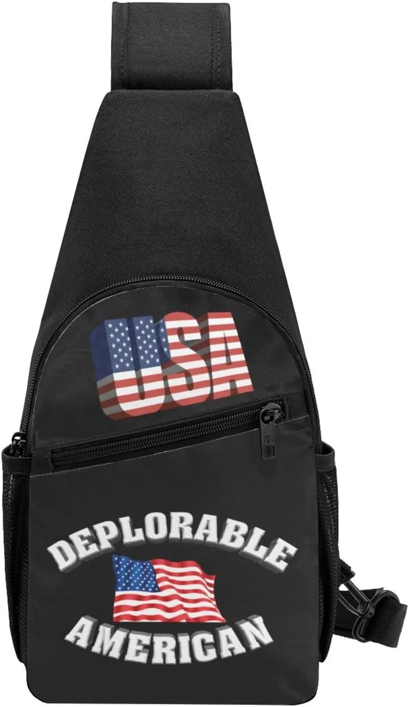 Deplorable and Proud American Flag，Fashion One-Shoulder Bag，Anti-Theft Crossbody Shoulder Chest Bag