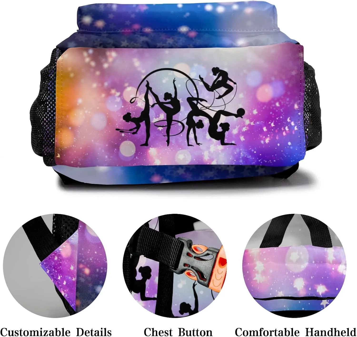 Deven Rhythmic Gymnastics Magic Lights Personalized Kids for Boy/Girl Teen Primary School Daypack Travel Bag Bookbag