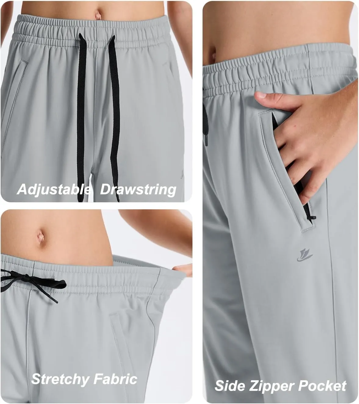 DEVOROPA Youth Boys' Fleece Lined Sweatpants Open Bottom Water Resistant Winter Thermal Track Athletic Pants Zipper Pockets