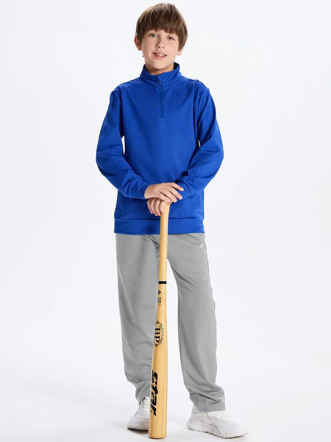 DEVOROPA Youth Boys' Fleece Lined Sweatpants Open Bottom Water Resistant Winter Thermal Track Athletic Pants Zipper Pockets