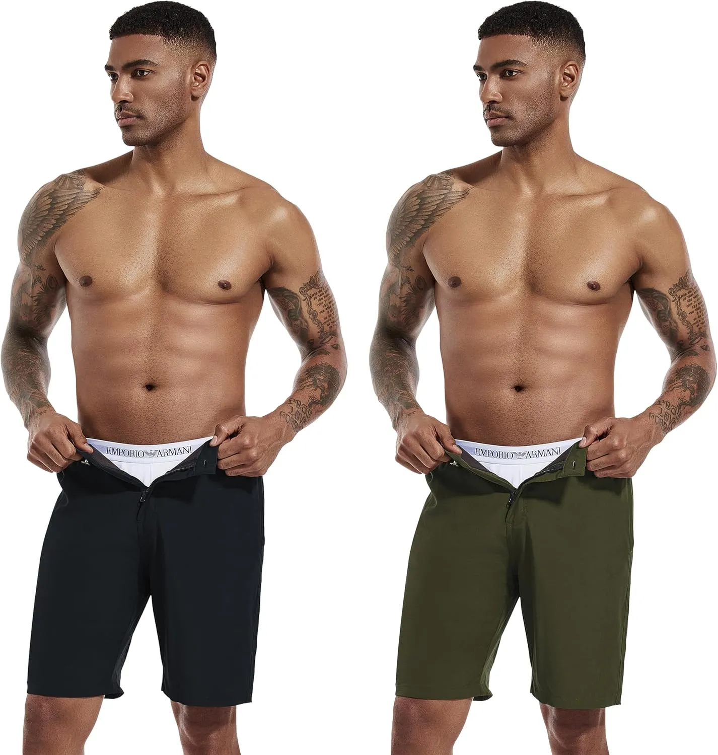 difficort Mens Swim Trunks with Compression Liner 9" Zipper Fly Bathing Suits Quick Dry Swimming Shorts with Zipper Pockets