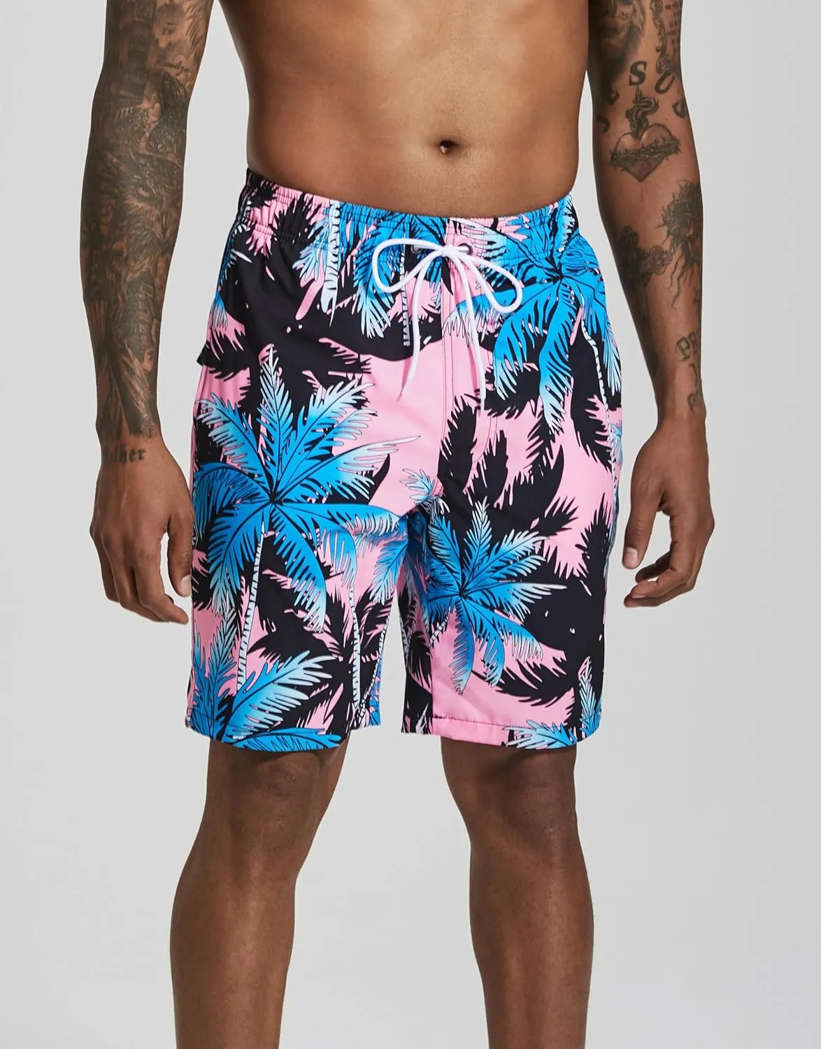 difficort Mens Swim Trunks with Compression Liner Quick Dry Bathing Suits Shorts with Zipper Pockets