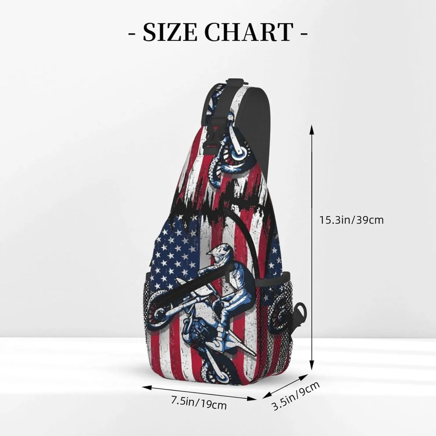 Dirt Bike With Red And Black Paint Splash Sling Bag Crossbody Bag Casual Chest Bags Travel Shoulder Backpack