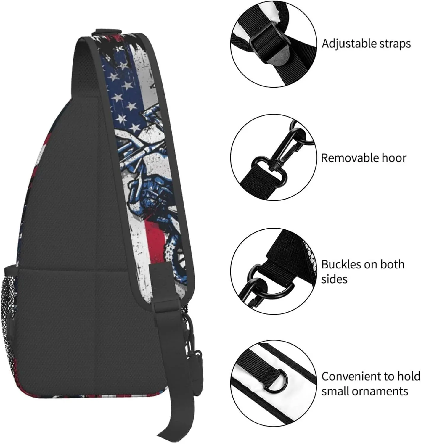 Dirt Bike With Red And Black Paint Splash Sling Bag Crossbody Bag Casual Chest Bags Travel Shoulder Backpack