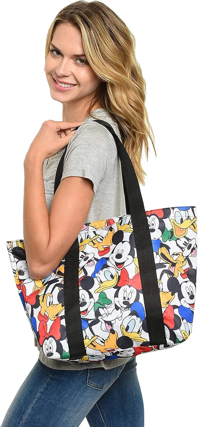 Disney Tote Mickey & Minnie Mouse Icon Print Zipper Travel Bag